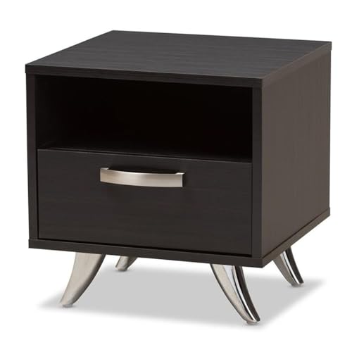 Baxton Studio Warwick 1 Drawer End Table in Dark Brown